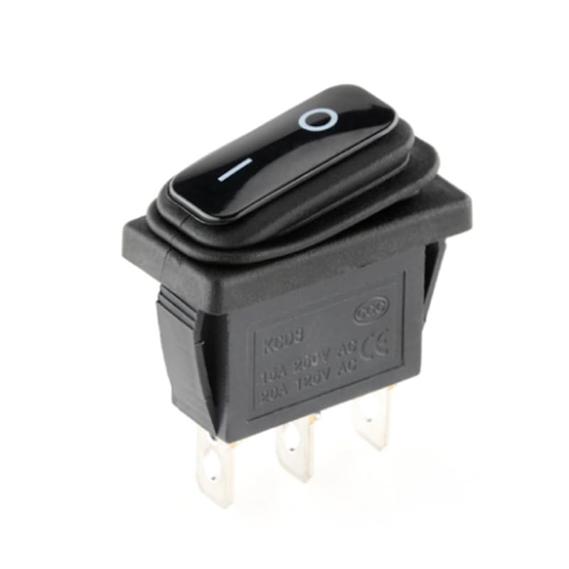 TSIOHKBS 1Pcs 15 * 20mm KCD3 LED Light Rocker Switch On-Off 3Pin 6A/10A 250VAC/125VAC Button Switch DC12V/AC220V (Black ON-ON)