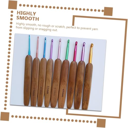 Image of VIRADHAM Crochet Hook Set with Yarn - Beginner Crochet Kit, Bamboo Ergonomic Hooks 2.0-6.0mm, Stitch Markers, Scissors, Yarn Needles & Storage Bag (Wood Rainbow Crochet Yarn Pouch kit)