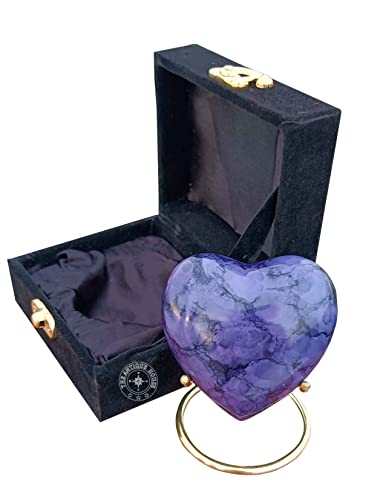 Urna de cremación morada para cenizas, recuerdo de corazón, urna con caja negra y soporte de latón, mini urna para tu ser querido adulto y entierro funerario para adultos y bebés
