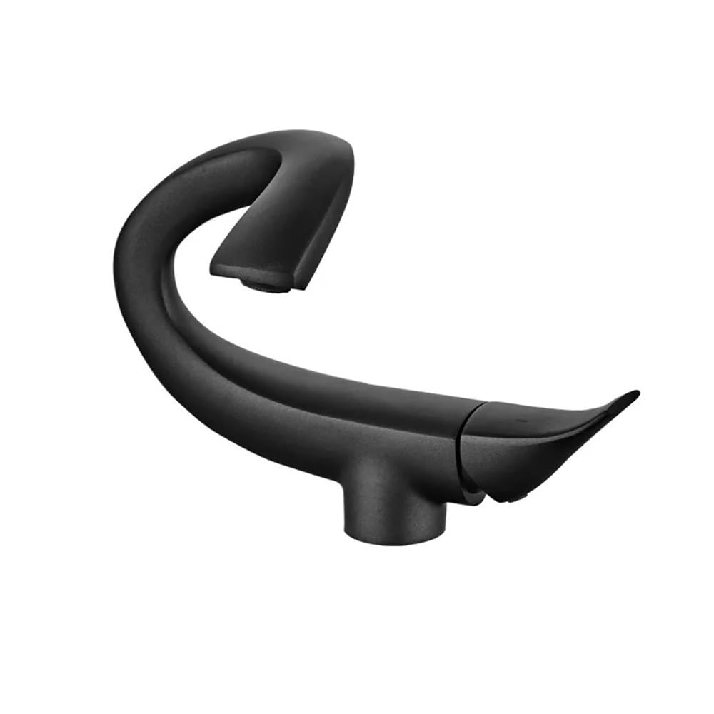 Brass Basin Faucet Hot and Cold Water Wash Basin Counter Basin Fixed Sitting Faucet FES-6066(Black,Short)