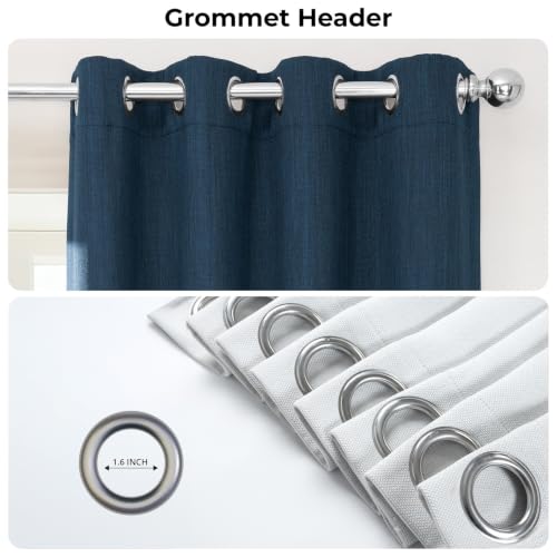 Image of HPD Half Price Drapes Grommet Linen Curtains 120 Inches Long Room Darkening Curtains for Bedroom & Living Room (1 Panel), 50W x 120L, Nightfall Navy