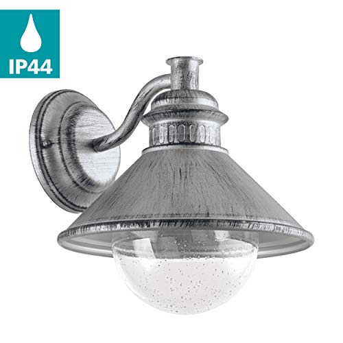 Preisvergleich Produktbild EGLO Außen-Wandlampe Albacete, 1 flammige Außenleuchte, Wandleuchte aus Stahl verzinkt, Glas: klar mit Lufteinschlüssen, Farbe: Silber-antik, Fassung: E27, IP44