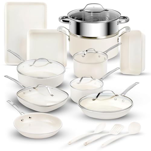 Comparison: Best Wolfgang Pot Set 8 GOTHAM STEEL 20 Pc Ceramic Cookware Set Nonstick, Ceramic Pots and Pans Set Non Stick for Kitchen with Bakeware, Cooking Utensils & Steamer, Non Toxic PFOA PFOS Free, Oven & Dishwasher Safe