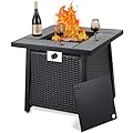 28 Inch Propane Fire Pit Table, 50000BTU Rectangle Fire Table with Cover, Sturdy Steel and Iron Fence Surface, CSA Safety Certified, Companion for Your Garden