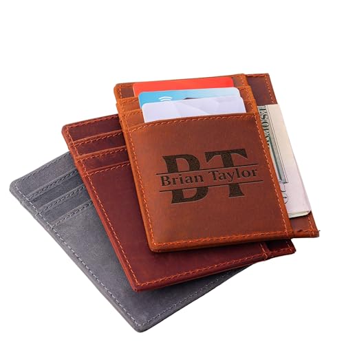 Custom Minimalist Wallet for Men & Women, Slim Leather Card Holder & Passport Holder for Travel, Personalized Gifts for Men (Valentine’s, Anniversary, Birthday), Credit Card Holder for Women, Small Wallet & Perfect Gift