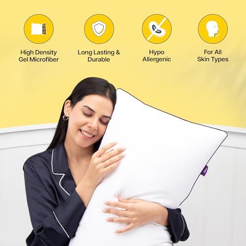 Frido Ultimate Cozy Sleeping Pillow | (High Density) Gel Microfiber Bed Pillow | Breathable & Hypo-Allergenic Cushion for Bed | Bed Pillow for Long Lasting Fluffiness | King Size | White | Pack of 2