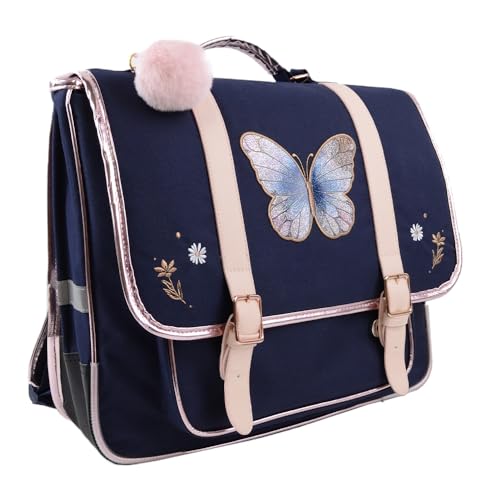 Anonym Cartable Glitter Butterfly 38 cm 2 compartiments bleu marine – vue 2