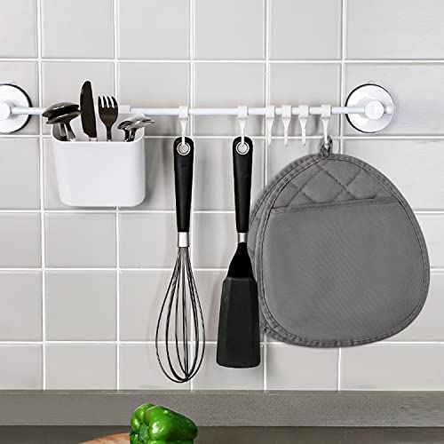Grobro7 5Pcs Pot Holder With Pockets Round Cotton Potholder Machine Washable Oven Mitt Multipurpose Potholders Heat Resistant Hot Pad Terry Cloth For Kitchen Baking Cooking Grilling 10 X 8 In Gray #TOP4