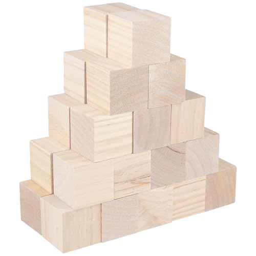 ZEONHAK Pequeños cubos de madera para tallar, 30 piezas, 5 x 5 x 5 cm, bloques cuadrados de madera para manualidades