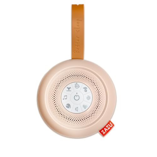 ZAZU Suzy Deluxe Einschlafhilfe für Babys – Geräuschmaschine mit 14 Sounds, Schreisensor, 20-Min-Timer, Weißes Rauschen, USB-C, Tragbar mit Befestigungsband, 100h Akkulaufzeit