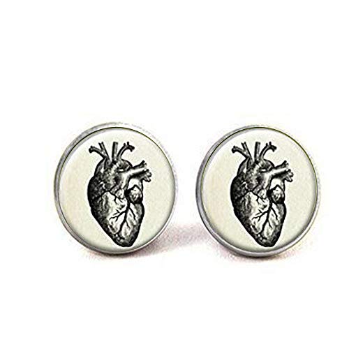 Anatomical Heart Cufflinks, Steampunk Heart Cufflinks Cuff Links, Mens Gifts, Spring Wedding, Groomsmen Gift, Silver Cufflinks