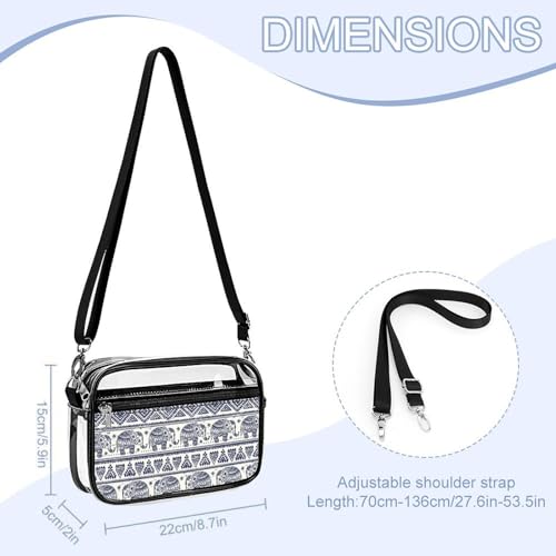 Ethnic_Elephant Clear Stadium Bag Mini Crossbody Bag Anti-Theft Side Shoulder Bags Messenger Bag Unisex2