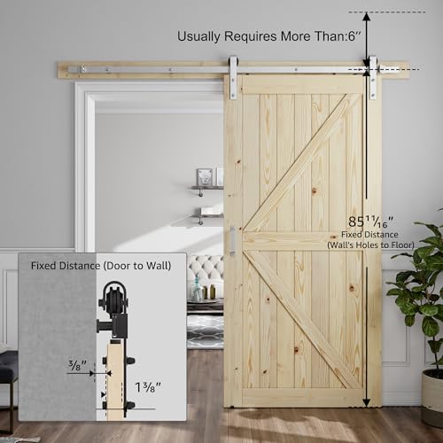 Image of SMARTSTANDARD 40in x 84in Sliding Barn Door with Brushed Nickel Hardware