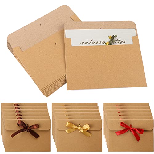 Gift Card Envelopes, Mini Envelopes With Ribbons, Money Gift Envelopes, Brown Envelopes, 18Pcs Gift Envelopes For Money, Money Envelopes For Cash Gifts, Envelopes For Valentine's Day(6.7X4.8Inch) #TOP24