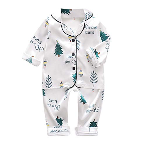 Toddler Boys Girls Cute Satin 𝐏a𝐣ama Set Long Sleeve 𝗦ilk 𝐏ajamas 2 Piece Button Down Shirts with Pants Loung𝐞wear