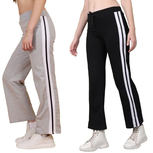 mgrandbear Women's 2 Pack Striped Sweatpants with Pockets, Black, Grey-picture-48