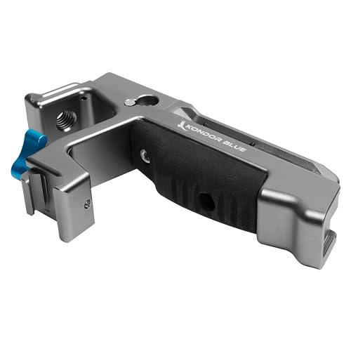 Image of KONDOR BLUE Talon XL NATO Top Handle with REC Trigger for Camera Cages, Dual NATO Rail, 3 /8-16 ARRI-Style Mounts, Cold Shoe Slots, Remote REC Button, Ergonomic Grip, Bubble Level, Gray