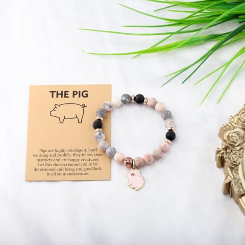 CHOORO Pig Jewelry Pink Pig Charm Bracelet Pig Gift Pig Lover Gift Pig Mom Gift2