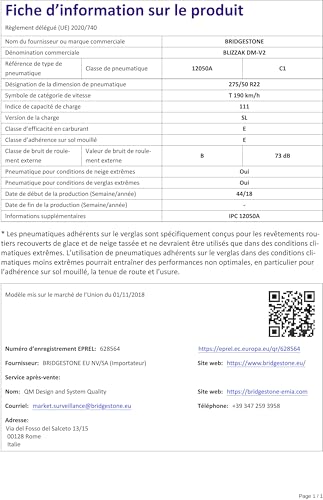 Bridgestone Blizzak Dm V2 ( 275/50 R22 111T, Nordic Compound ) - 5
