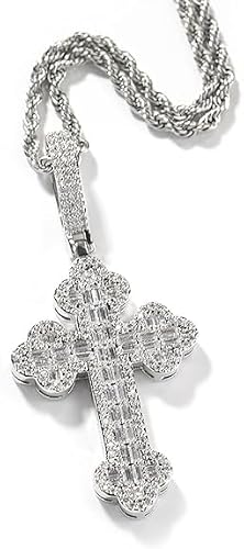 POKOKORR Iced Out Cross Pendant Necklace
