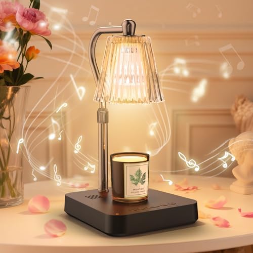 Dimmable Candle Warmer Lamp with Timer, 2-in-1 Adjustable Candle Lamp Warmer Light Sound, Touch Control Lamp Candle Warmer Light for Jar Candles