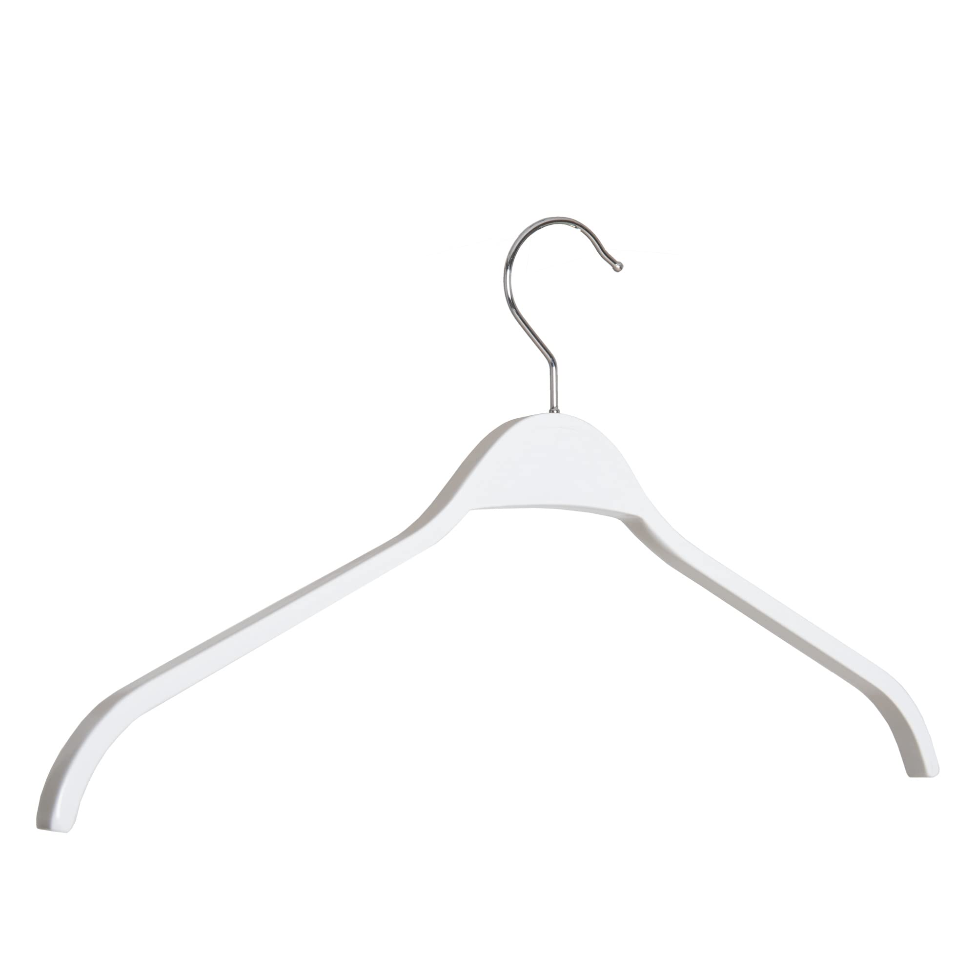 Schichtholzbügel Kleiderbügel Hemdbügel Holzbügel Garderobenbügel Ladenausstattung | 42 cm, weiß, lackiert, drehbarer Haken (50 Stück)