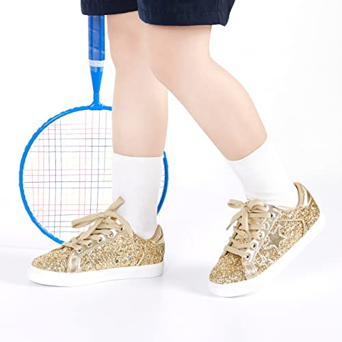 Ginfive Toddler Girls Sneakers Little Girls Slip On Shoes Gold Glitter Sneakers Todder 12 thumb #1