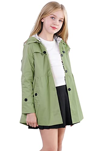 Image of Betusline Girl's Single Breasted Trench Coat Hooded Dress Coat Outerwear, 2-14 Years