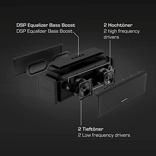DOCKIN D FINE 2 Stereo Bluetooth Speaker 50W, Luid Draadloos Boxen voor Buiten-en Binnen, Bass Versterker Equalizer, Draagbaar, IP55 Waterdicht, 12 uur Speeltijd, Geïntegreerde 7.500 mAh Powerbank - Afbeelding 5