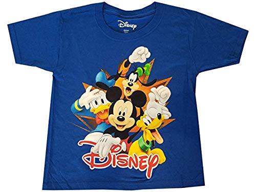 Disney Mickey Donald Pluto Goofy Tee Florida 4 Burst Fashion Top T Shirt Royal Blue (L/12-14)