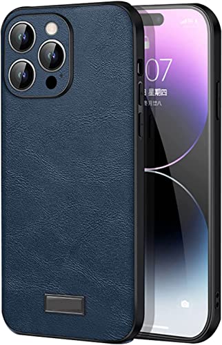Coque iPhone 14 Pro antichoc protège appareil photo étui cuir bleu