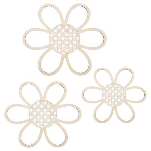 HJZHII 3 Stück Boho Gänseblümchen Wanddekoration, Holzblumen...