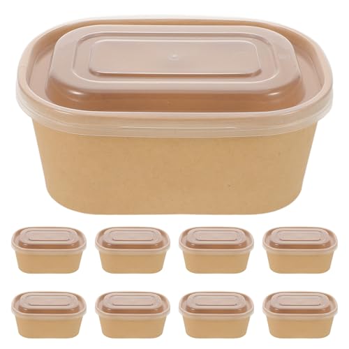 LIFKOME 50個 使い捨て弁当箱 加厚牛皮紙製 漏れ防止 蓋付き 紙製サンドイッチボックス 風テイクアウト容器 ピクニックや食事準備に