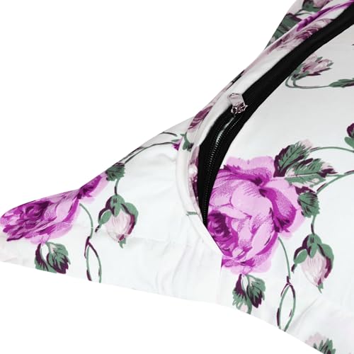 Image of HOUSE FOX Zipper Cotton Pillow Covers /Cases /Protectors (NOT Pillow) Set of 2 Pair Or 4 Pcs,Size -18x28inch with Zip /Chain (Pink Floral)