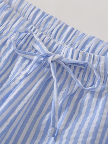 Latuza Women's Petite Seersucker Pajama Pants Cotton Pj Lounge Bottoms4