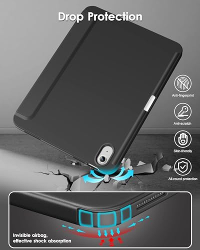 Image of Printme Compatible with iPad (A16) 11th Generation Case 11 Inch 2025, for iPad 10th Generation Case 10.9 Inch 2022 with Pencil Holder, Slim Trifold Stand Protective Cover with Soft TPU Back (Black)