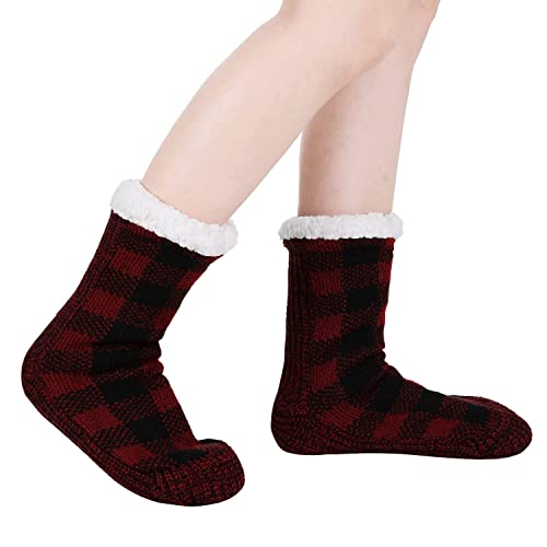 Image of Chassic Sherpa Lined Slipper Socks for Women, Non-Slip Cozy Winter House Socks, Soft Fuzzy Socks, Gifts for Women & Ladies Stocking Stuffers