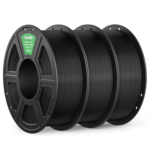 Image of PLA PRO Filament 1.75mm, Stronger Toughness 3D Printer Filament, PLA Filament Dimensional Accuracy + /- 0.02 mm, Neatly Wound, Fits Most FDM 3D Printer, 3 Pack Black