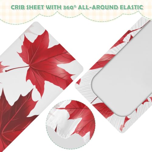 Drap de lit imperméable d'exception motif feuille d'érable blanc bébé - 5