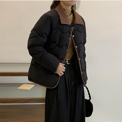 Womens Lightweight Quilted Jacket Casual Padded Puffer Button Lapel Jacket Coats with Pocket Ladies Winter Warm Coats4