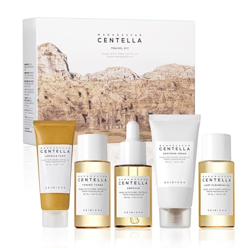 SKIN1004 Madagascar Centella Travel Kit Toner Ampoule Soothing Cream Cleansing Oil Ampoule Foam Basic Skincare Box Compact Size Soothing Calming