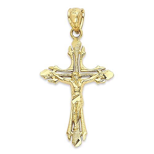 Solid 10k Gold Crucifix Pendant - Religious Gifts
