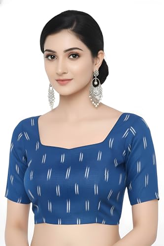 Image of Cotton Pochampally ikat unstitched blouse, Kurthi, long frock fabric material for women (1 meter, 2 meters & 3 meters)
