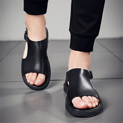 Men Leather Fashion Designer Slippers Beach Soft Casual Outdoor Sandals Business Flats(OneColor,38)2