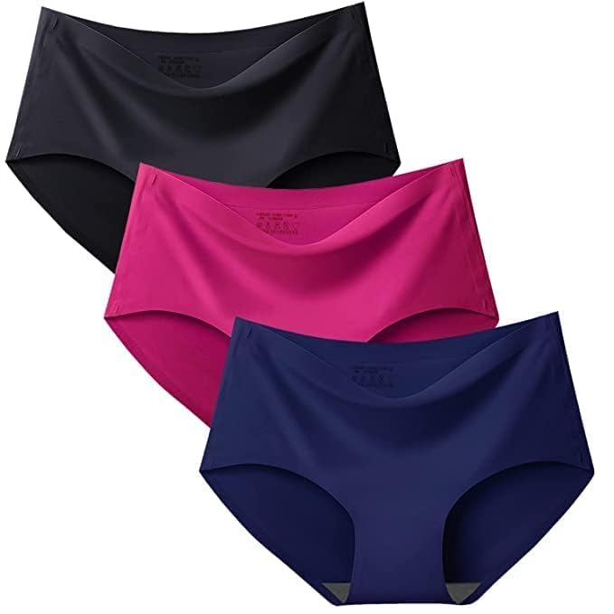 SunFlux® Women's Seamless Panties for Girls No Show V Shape Skin Blue Black Pink Ice Silk Panty for Women Combo Underwear Pack of 3-image-19