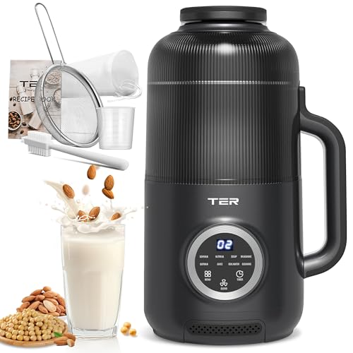 8-in-1 Nut Milk Maker, 40oz Blender Homemade Almond, Oat, Soy, Coconut Milk, Juice & Soup, Electric Bean Milk Machine with Delay Start/Auto-Clean/Boil Water/Keep Warm (Black)