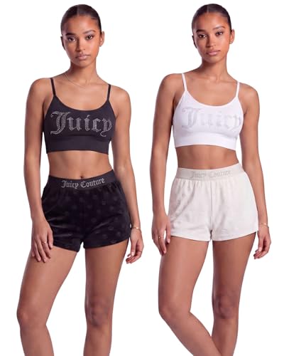 Image of Juicy Couture Women's Velvet Fleece Pajama Shorts, Designer Sleep and Lounge Shorts for Women
