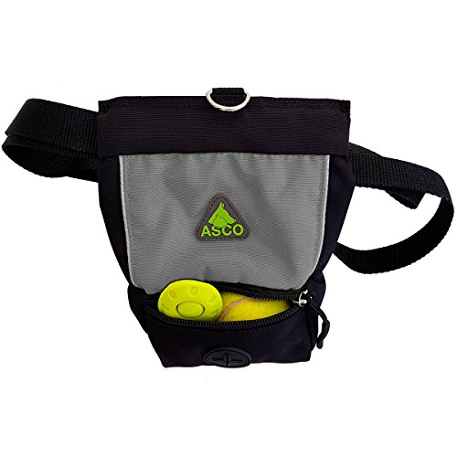 ASCO Leckerlibeutel, Futterbeutel für Hunde, Pferde mit Einhand-Schnappverschluss, Premium Futtertasche 15x20 cm schwarz AC51TB