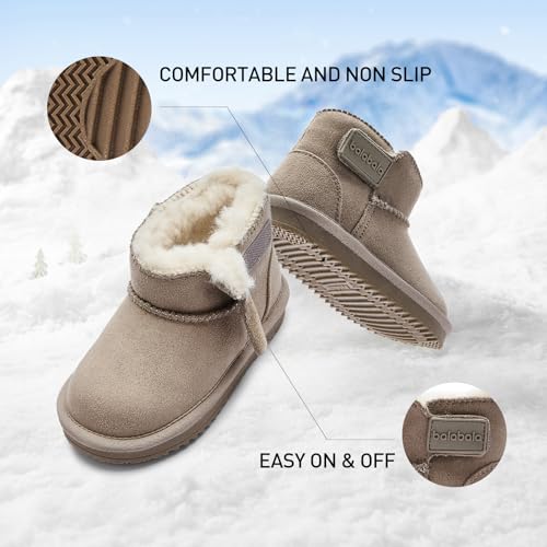 Balabala Toddler Snow Boots Winter Boots for Girls Water Resistance Boys Boots Kids Boots Solid Suede Boots Warm Lightweight3