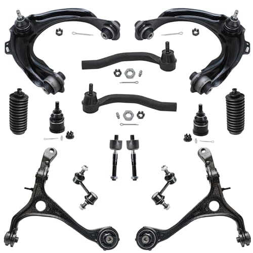 Image of Detroit Axle - 3.0L Front End 14pc Suspension Kit for 2003-2007 Honda Accord 2004 2005 2006, Upper Control Arms w /Ball Joints Lower Control Arms Ball Joints, Tie Rods, Sway Bar Links, Boots, Replaceme